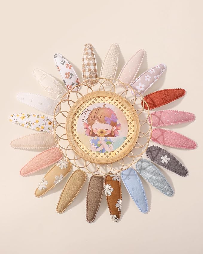 doboi 40Pcs Toddler Hair Clips Hair Barrettes Baby Girls Hair Bows Clips Floral Print Non Slip Snap Hairpins Flower Hair Clips for Girls Kids Toddler Hair Accessories