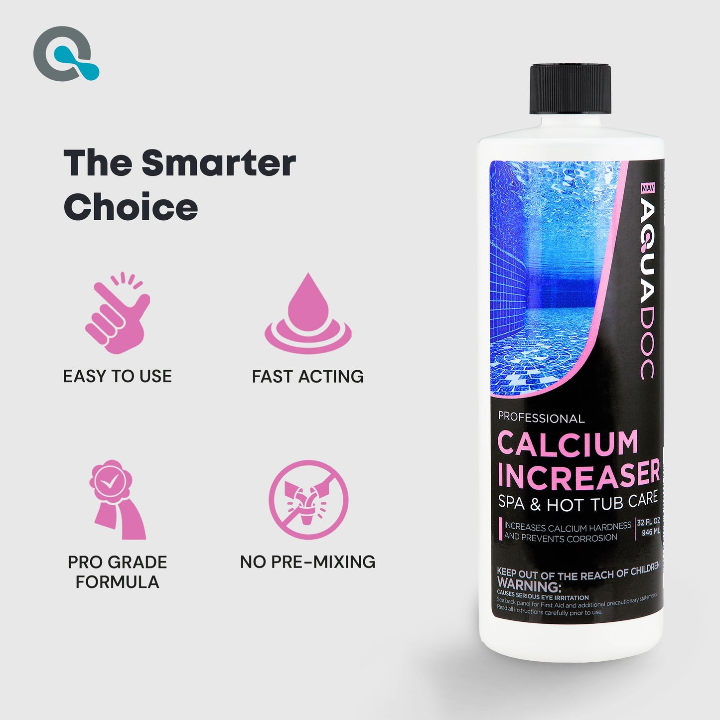 AquaDoc Spa Calcium Hardness Increaser - 32 oz - Calcium Chloride Granules for Balanced Hot Tub Water - Made in USA