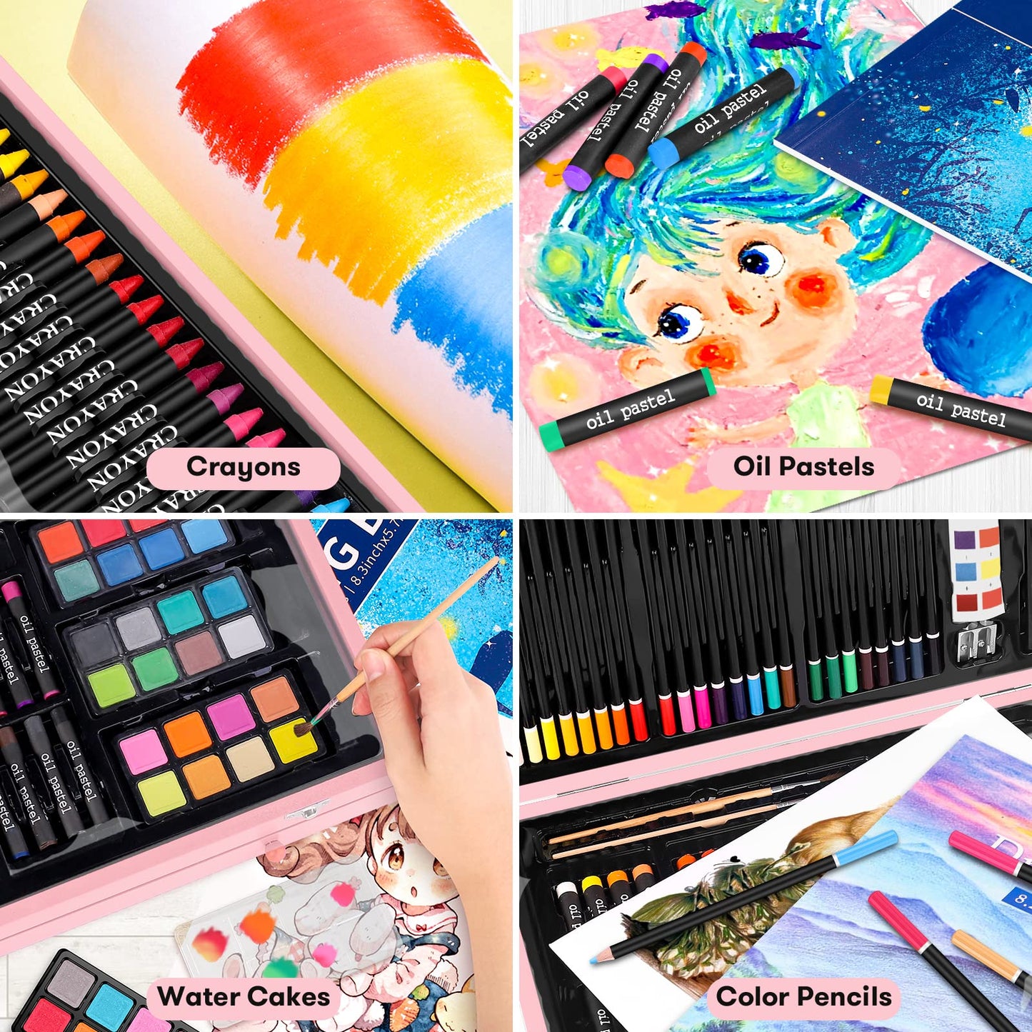 iBayam Christmas| Birthday Gifts for Kids Teen Girls Trendy Stuff 6-16 Year Old, 150-Pack Art Set Kits with 2 Sketch Pads, Coloring Book, Stocking Stuffers for Teens Girls, Cute Cool Fun Crafts Gifts