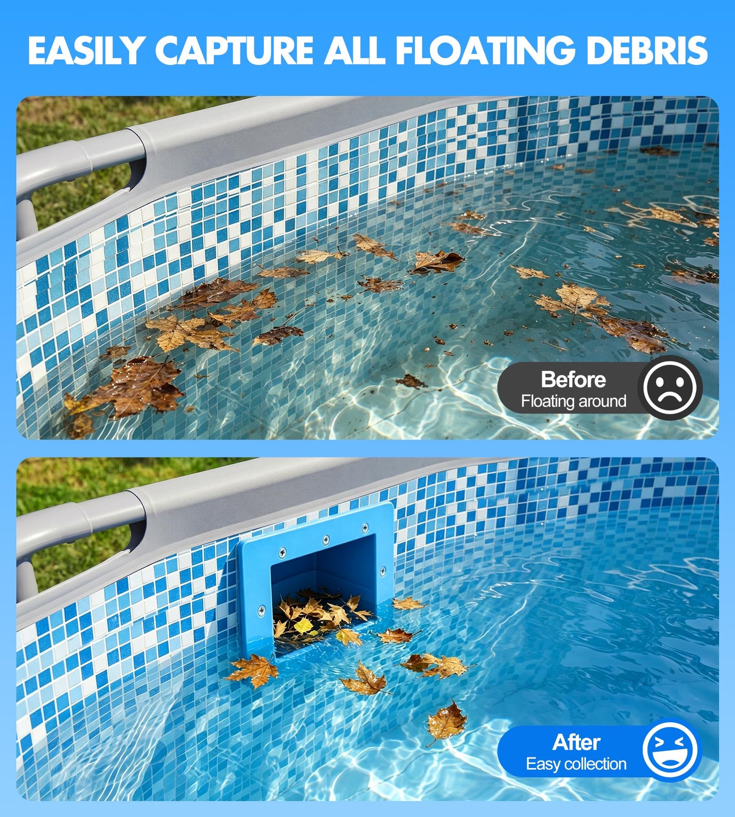 BluSwim Standard Pool Wall Skimmer for Above Ground Pools, Heavy Duty ABS Through Wall Pool Skimmers with Return Jet & Vacuum Plate, Thru-wall Skimmer Kit Compatible with All Width 6 '' Openings