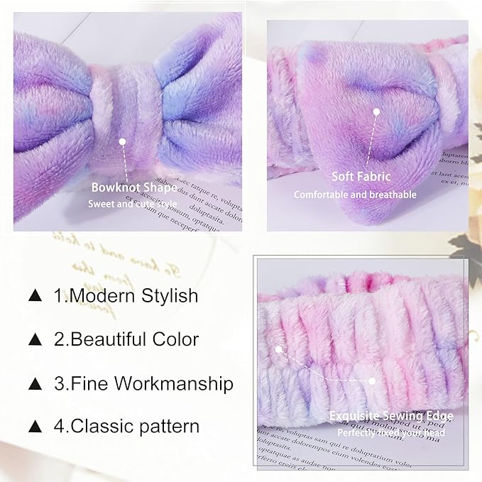 LADES Face Wash Headband and Wristband Set – Soft, Absorbent, Adjustable Headband & Wristbands for Skincare, Makeup, and Spa Routine – Cute, Vibrant Colors, Value Pack