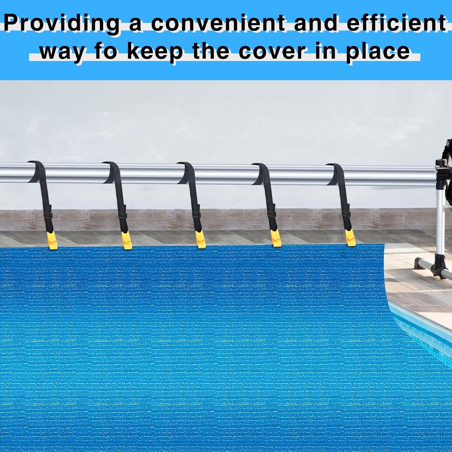 36 Pcs Pool Solar Cover Reel Attachment Kit, Solar Cover Reel Blanket Straps and Clips for Universal Inground Swimming Pool (Yellow, 36Pcs)