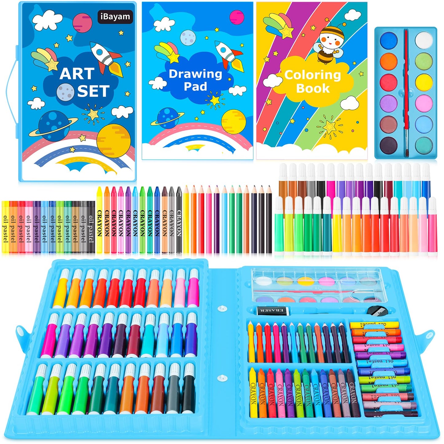 iBayam Coloring Set for Adult, Cute Preppy Stuff, 149-Pack Sketching Drawing Supplies Kits Painting Kits Art Set, Drawing Pad, Coloring Book, Crayons, Pastels, Pencils, Pens