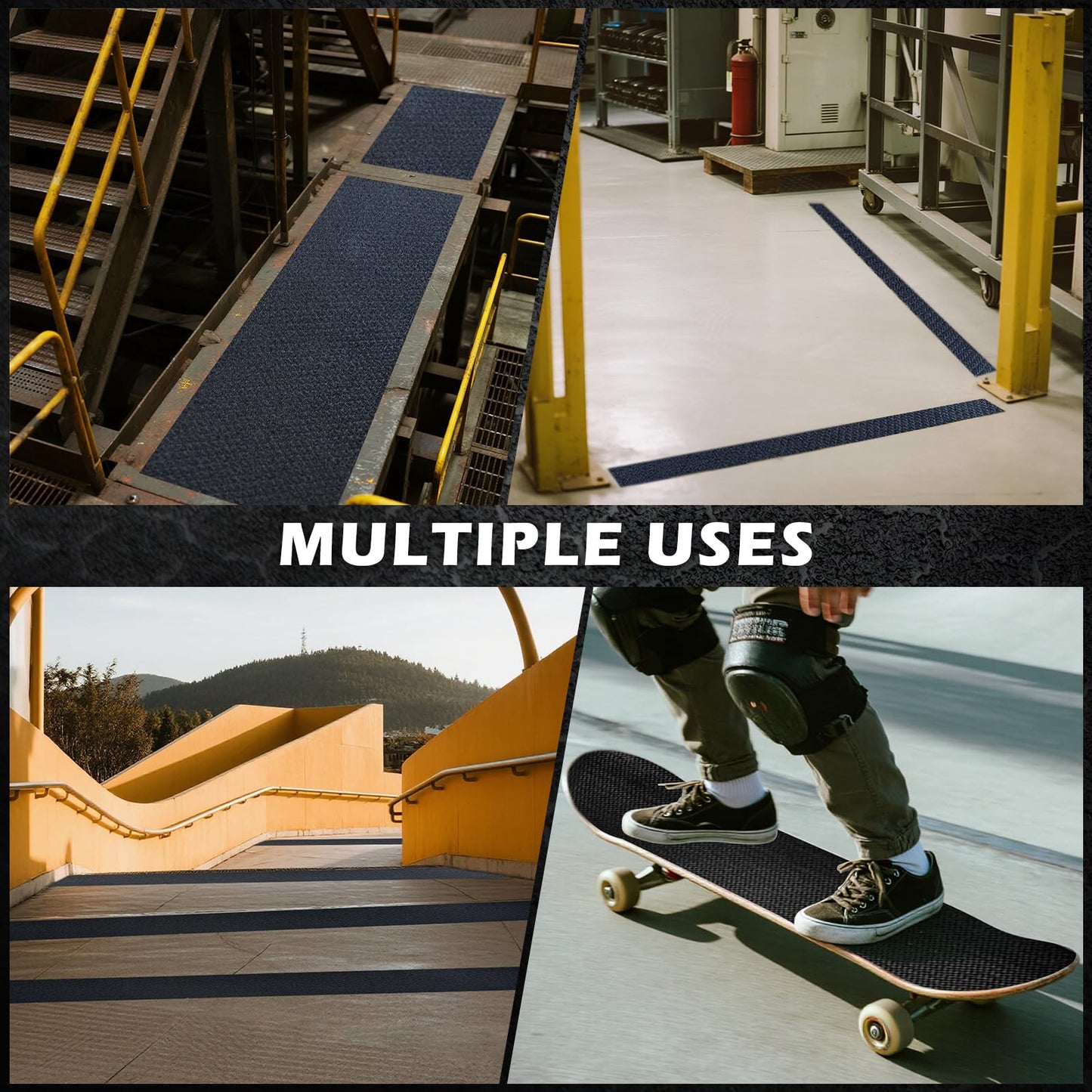 S&X Anti Slip Tape 6" x 60' Premium High Traction Non Skid Tape for Outdoor Stairs, Decks, Ramps - Waterproof & Durable