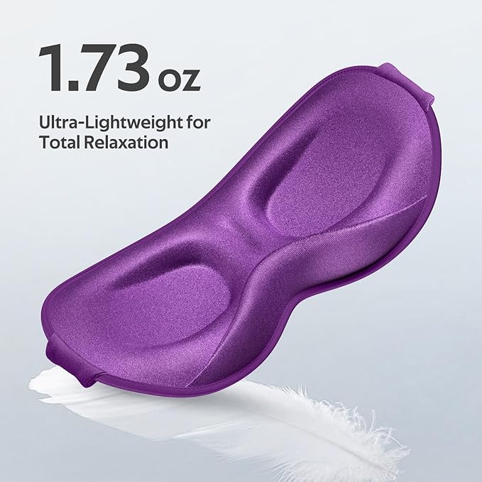 Sleep Mask for Women Men - 100% Blackout Eye Masks for Sleep - 3D Soft Sleeping Mask for Side Sleepers - Zero Pressure Lash Extensions Eye Cover Shade for Airplane Travel Essentials, Purple