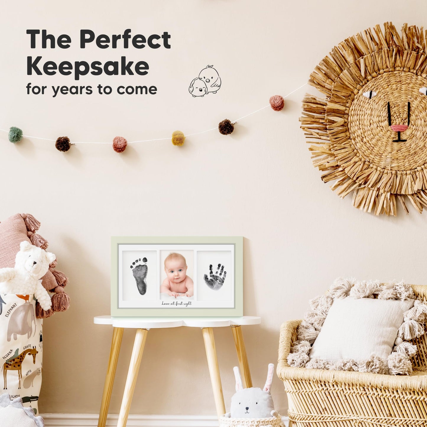 KeaBabies Inkless Hand and Footprint Kit, Boy, Girl, Newborn Keepsake - No Mess Ink Pad for Baby Handprint, Clean Touch Paw Print Kit for Dog, Baby Shower Gifts for New Mom First Mother's Day (Sage)