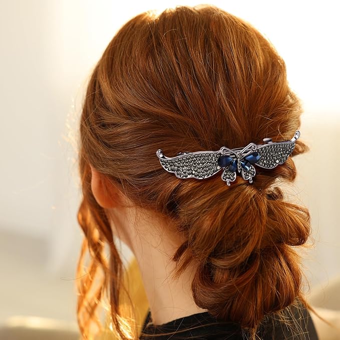 Geyoga 6 Pieces Vintage Hair Barrettes for Women Retro Flower French Pearl Crystal Rhinestones Clips Hair Pins for Women Styling Accessories(Dark Style)