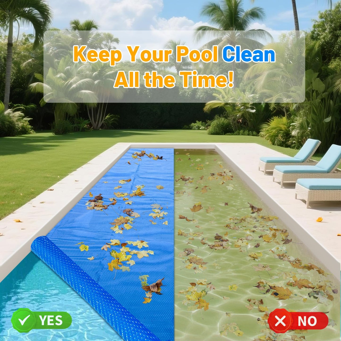 ALLAREN Solar Pool Cover 9x18 Foot Rectangle, 10Mil Blue Bubble Pool Blanket for Inground & Above-Ground Pools | Solar Heating Cover | UV-Resistant & Energy Efficient