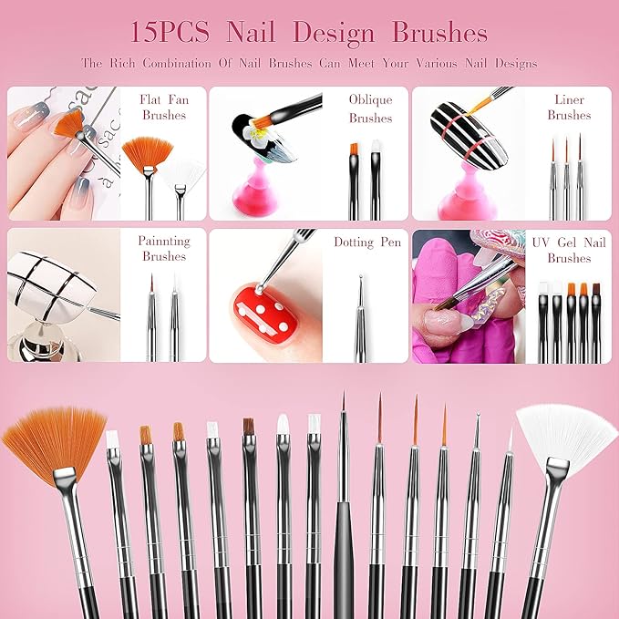 32pcs Nail Art Brushes,Acrylic Nail Brush,Nail Brushes For Nail Art,Nail Art Dotting Tool Set,Nail Art Tool Set,Nail Art Liner Brush,Nail Dust Brush,Nail Drawing Pens For Beginners And Salon Home Use
