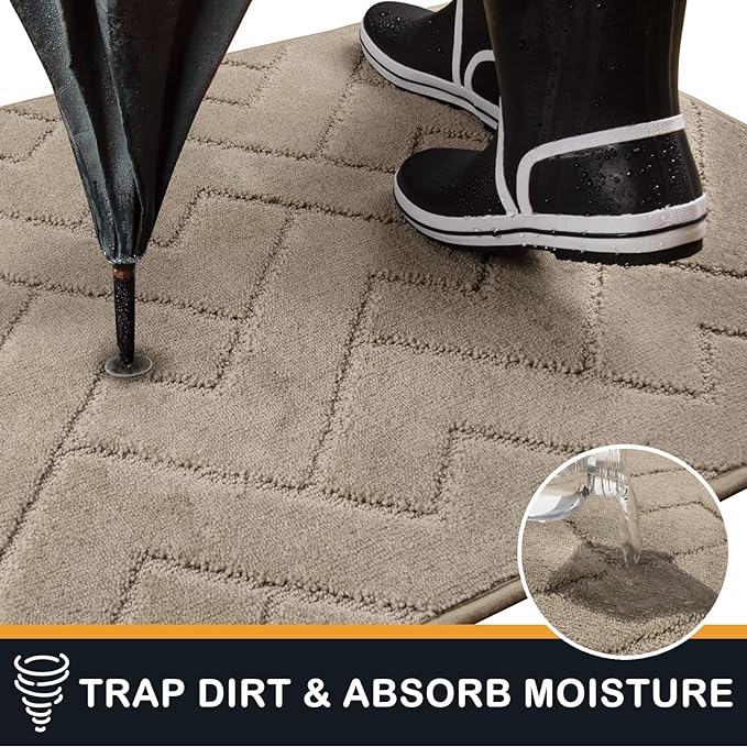PURRUGS Dirt Trapping Door Mat 20" x 31.5", Non-Slip Machine Washable Entry Rug, Dog Doormat, Indoor Front Door Mat, Super Absorbent Entryway Rug for Muddy Shoes & Paws, Taupe