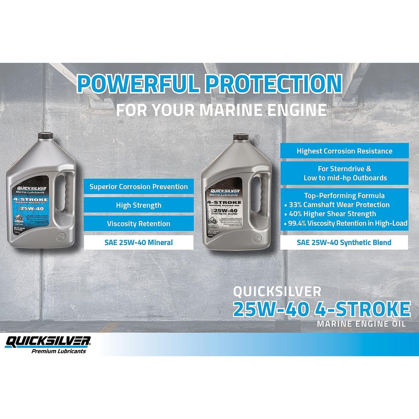 Quicksilver 25W-40 4-Stroke Marine Engine Oil, 1 Gallon