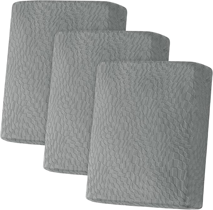 ZNSAYOTX Stretch Cushion Covers for Sofa, Individual Sofa Seat Covers Removable with Elastic Band & Ties, Sectional Couch Cushion Cover Replacement Soft Cozy Washable (3Pc, Light Gray)