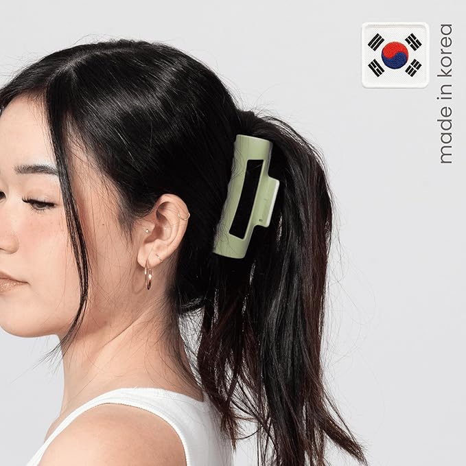 The Original Mello Hair Claw Clip Squishy Claw Clip Made in Korea Patent Pending 30021976 (Green, Medium)