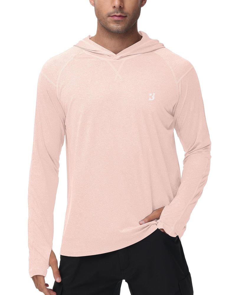 Roadbox Mens UPF 50+ Fishing Shirts, Long Sleeve UV Sun Hoodie, Hiking Running Swim Athletic Workout Shirt