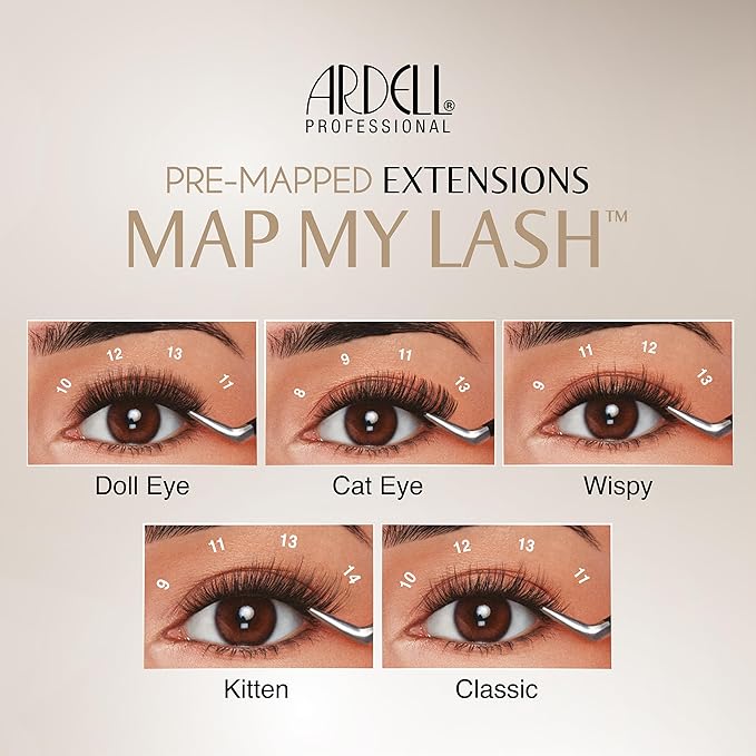 Ardell Pre-Mapped Eyelash Extensions Kit - False Lashes Cat Eye, Reusable Segmented Lash Strips, Long-Lasting with Lash Glue and Remover, 4-Pack