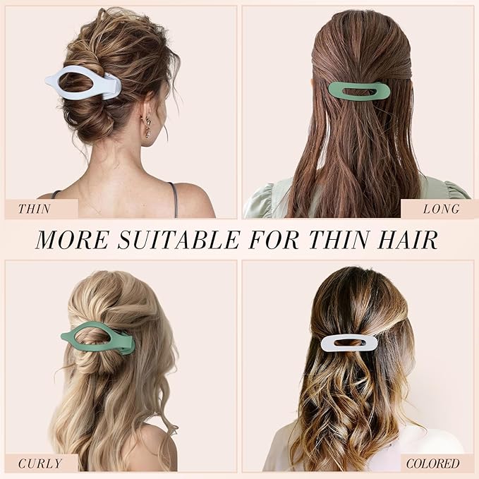 obeoby 8 PCS 2 Styles Flat Hair Clips, Bridesmaid Hair Claws for Women Girls Thin Hair Bridesmaid Proposal Gifts for Wedding Bridal Party Favors, White and Sage Green