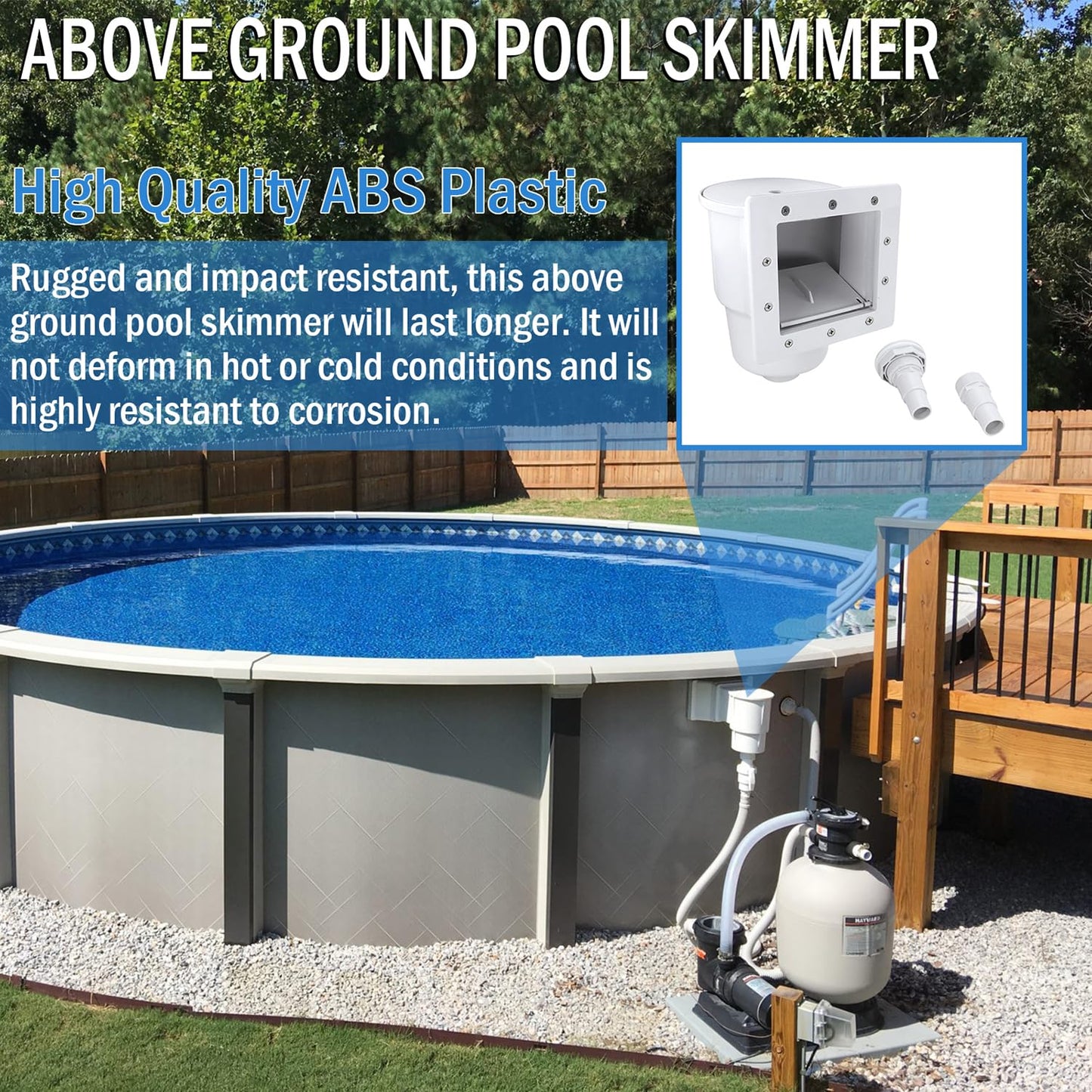 Kefly Above Ground Pools Skimmer with Accessories, Thru-Wall Skim Compatible with All Standard Pool Wall Cutouts