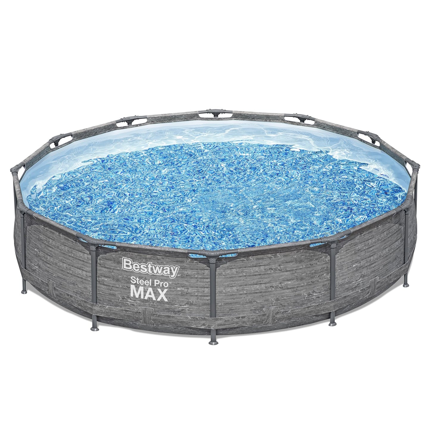 Bestway Steel Pro MAX 12' x 30" Above Ground Pool, Round Metal Frame Outdoor Swimming Pool Set with Filter Pump, Stacked Stone Print