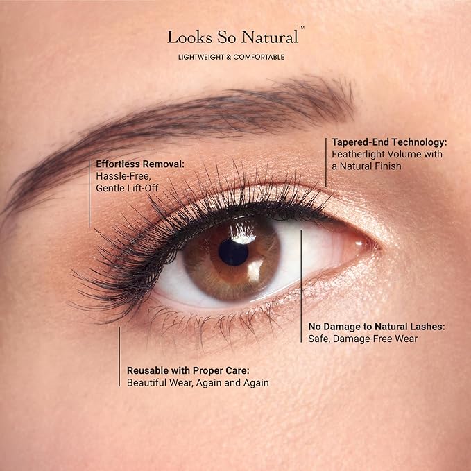KISS Looks So Natural, False Eyelashes, 'Sultry', 12 mm, Includes 5 Pairs Of Lashes, Contact Lens Friendly, Easy to Apply, Reusable Strip Lashes, Glue-On (Pack of 2)