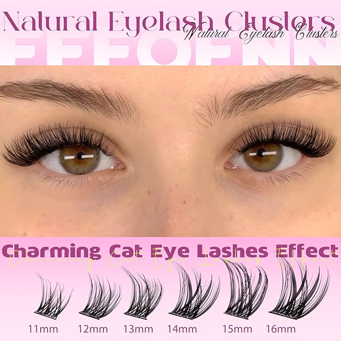 Lash Clusters Kit Wispy Cluster Eyelash Extensions Kit Natural Eyelash Clusters with Lash Bond and Seal Waterproof Tweezers 11-16mm C-Curly Individual Lashes 120pcs DIY Lash Extension Kit by Eefofnn