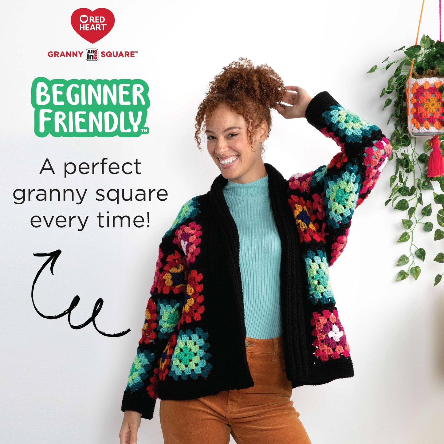 Red Heart All in One Granny Square Aran - Lily PAD Yarn - 3 Pack of 250g/8.8oz - 100% Acrylic - #4 Worsted (Medium) - 381m/417Yards - for Knitting, Crochet and Amigurumi