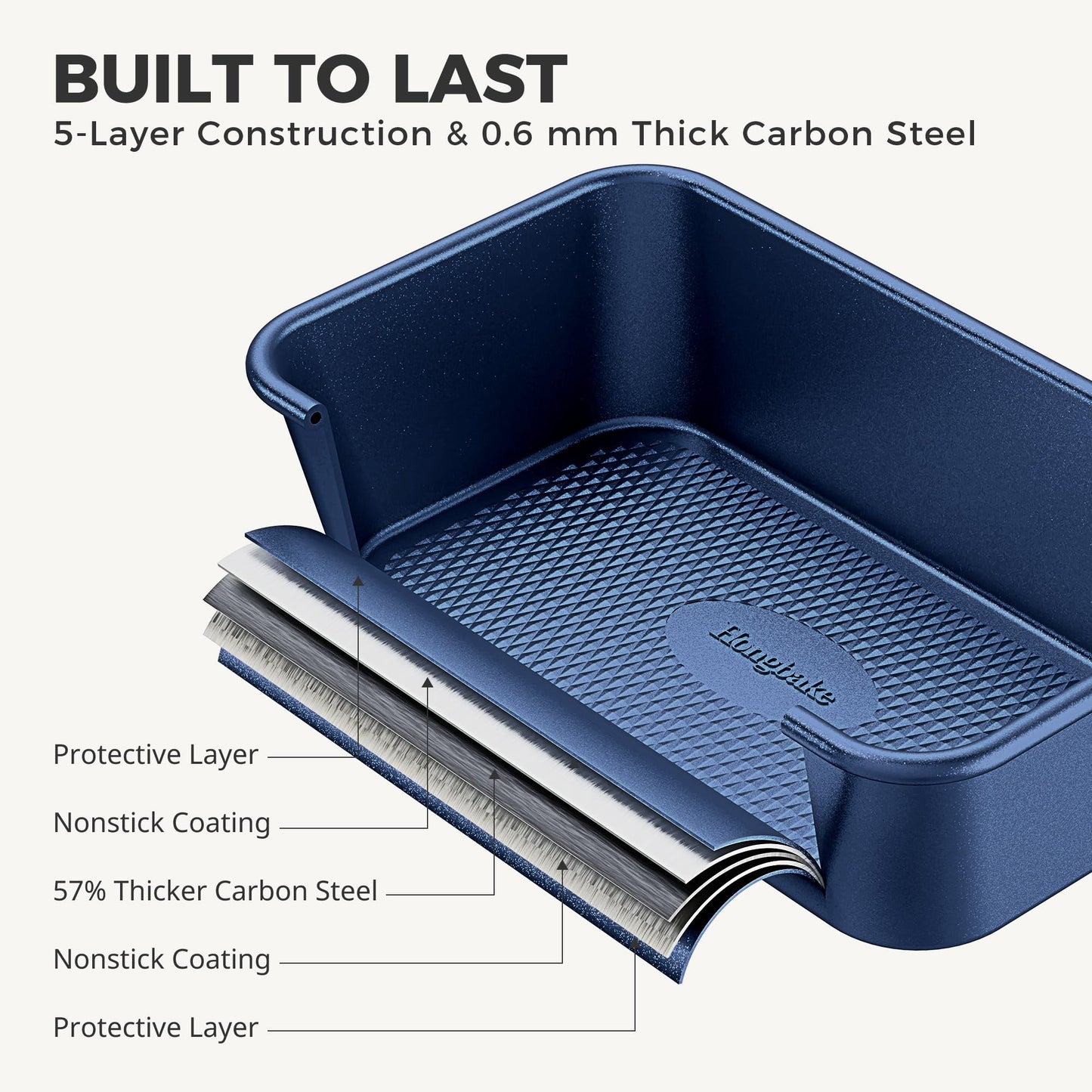 HONGBAKE 9-Piece Baking Pans Set Nonstick, Stackable Non Toxic Bakeware Sets with Diamond Texture, Oven Pan Set for Cooking, Includes Cookie Sheet with Rack, Cake Pan, Roasting Pan, Muffin Tin, Blue