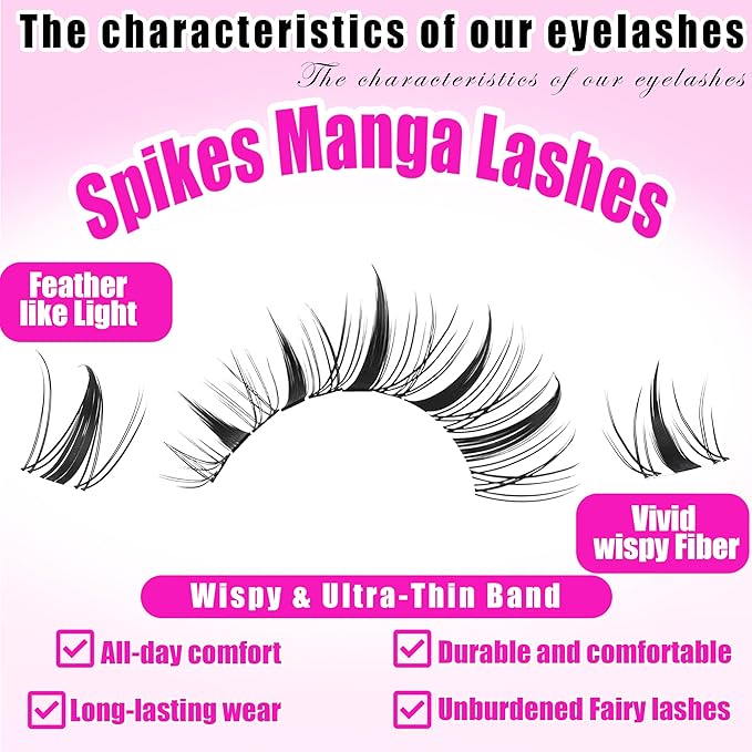 YIDUO 6 Styles Eyeash Clusters Kit Volume/Manga Portable Lash Makeup Bag Kit 8-18mm Cat-Eye Look Wispy Individual Eyelash Extensions, Volume Studio Effect Lashes Kit with Lash Bond and Seal