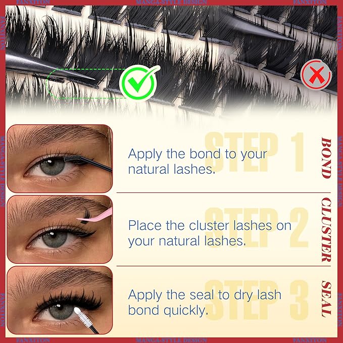 FANXITON Anime Lash Clusters 8-14mm Manga Lashes Extension Volume Cluster Eyelash Extensions Spiky Eyelash Extensions Soft Eyelash Clusters 204Pcs DIY at Home