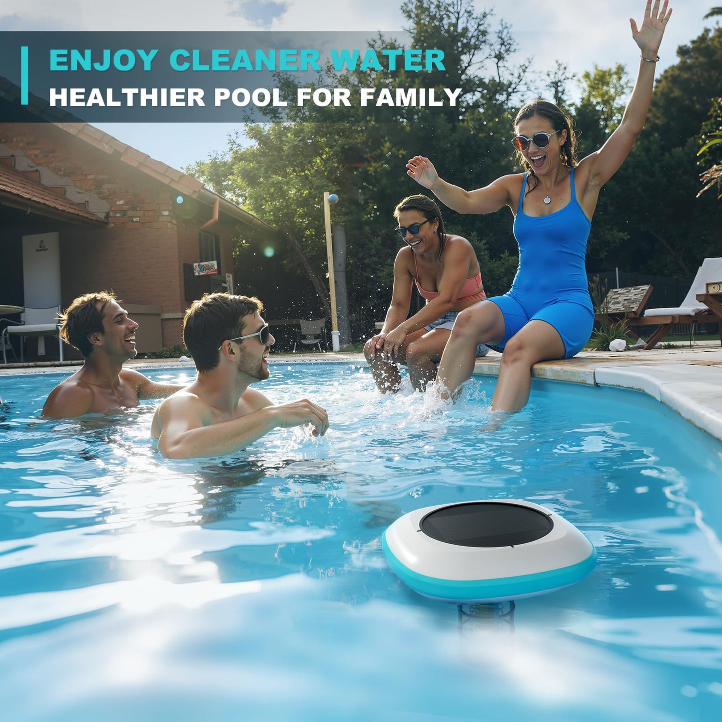 Paxwrenx Solar Pool Ionizer for Inground and Above Ground Pools, Up to 45,000 Gal - Heavy Duty 1lb Copper Anode, Reduces Chlorine & Maintenance, Saltwater Compatible Water Clarifier, Lake Blue