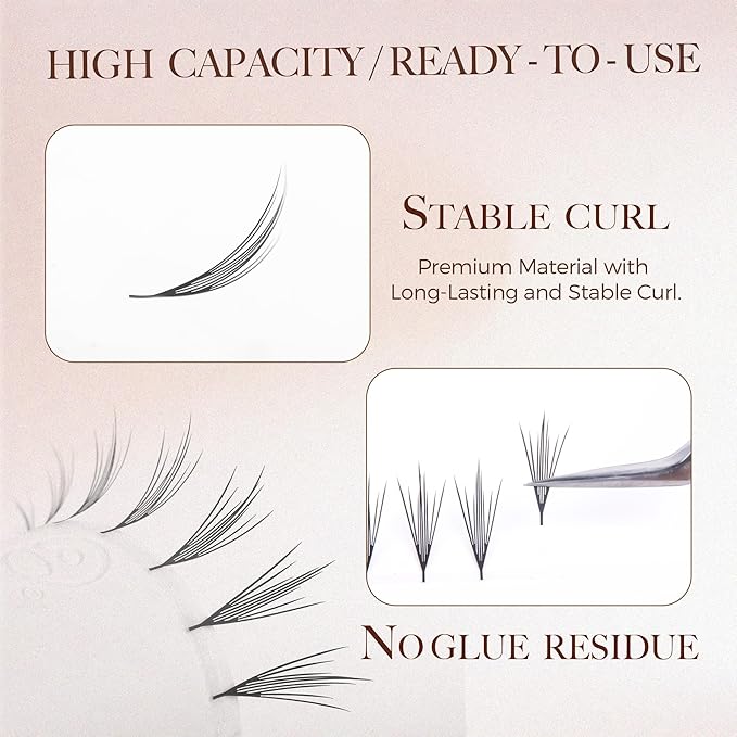 LASHVIEW Premade Volume Eyelash Extensions Mixed Tray Premade Lash Fans Pointed Handmade Thin Base (PFE10)