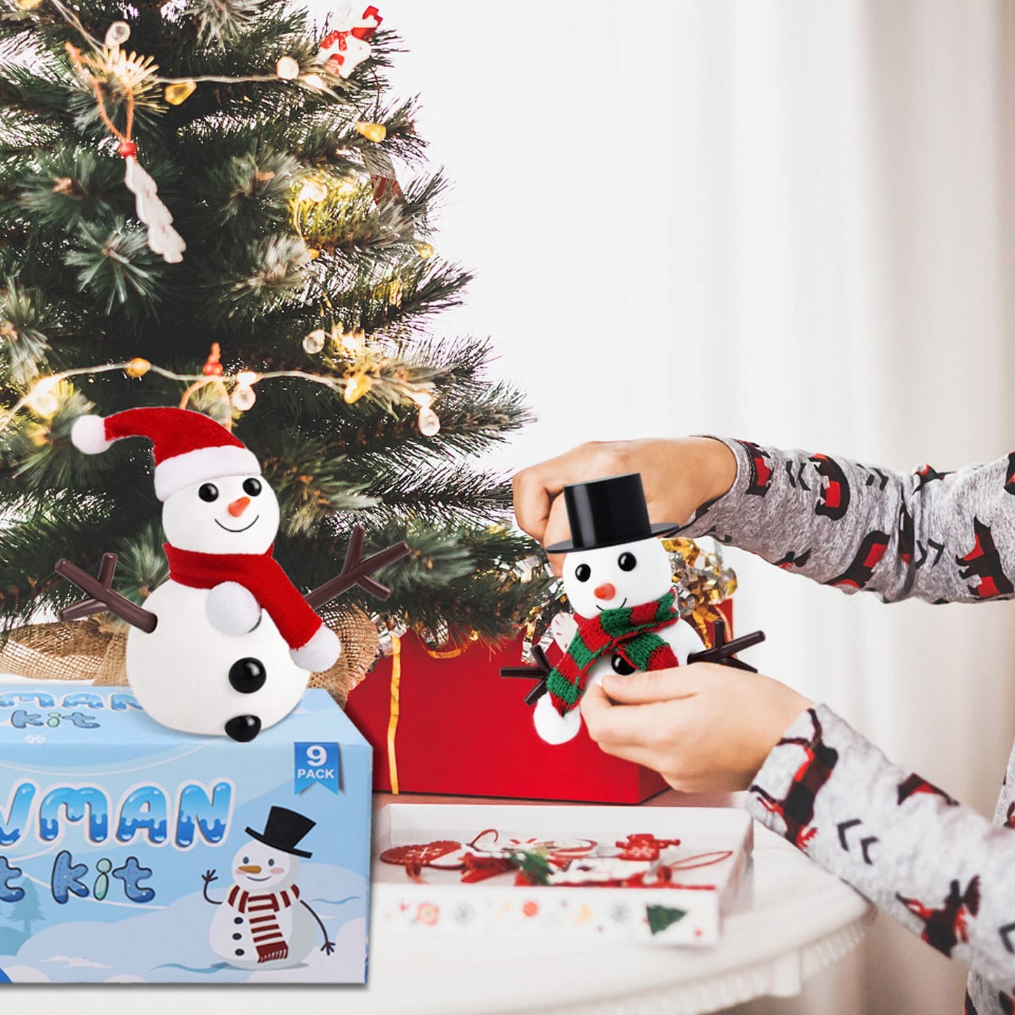 9 Pack Build a Snowman Kit Snowman Crafts for Kids,Modeling Clay Snowman DIY Kit, Christmas Stocking Stuffers for Kids,Christmas Crafts Xmas Gift