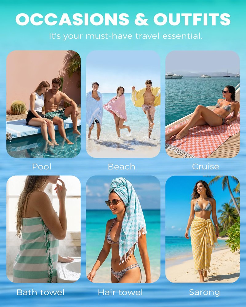 Antfuny Turkish Beach Towels Vacation Essentials for Women Birthday Coral Plaid, Teacher Appreciation Thank You Gifts, Mothers Days Mom Bride Girlfriend Friendship Sister 40th Retirement Gift