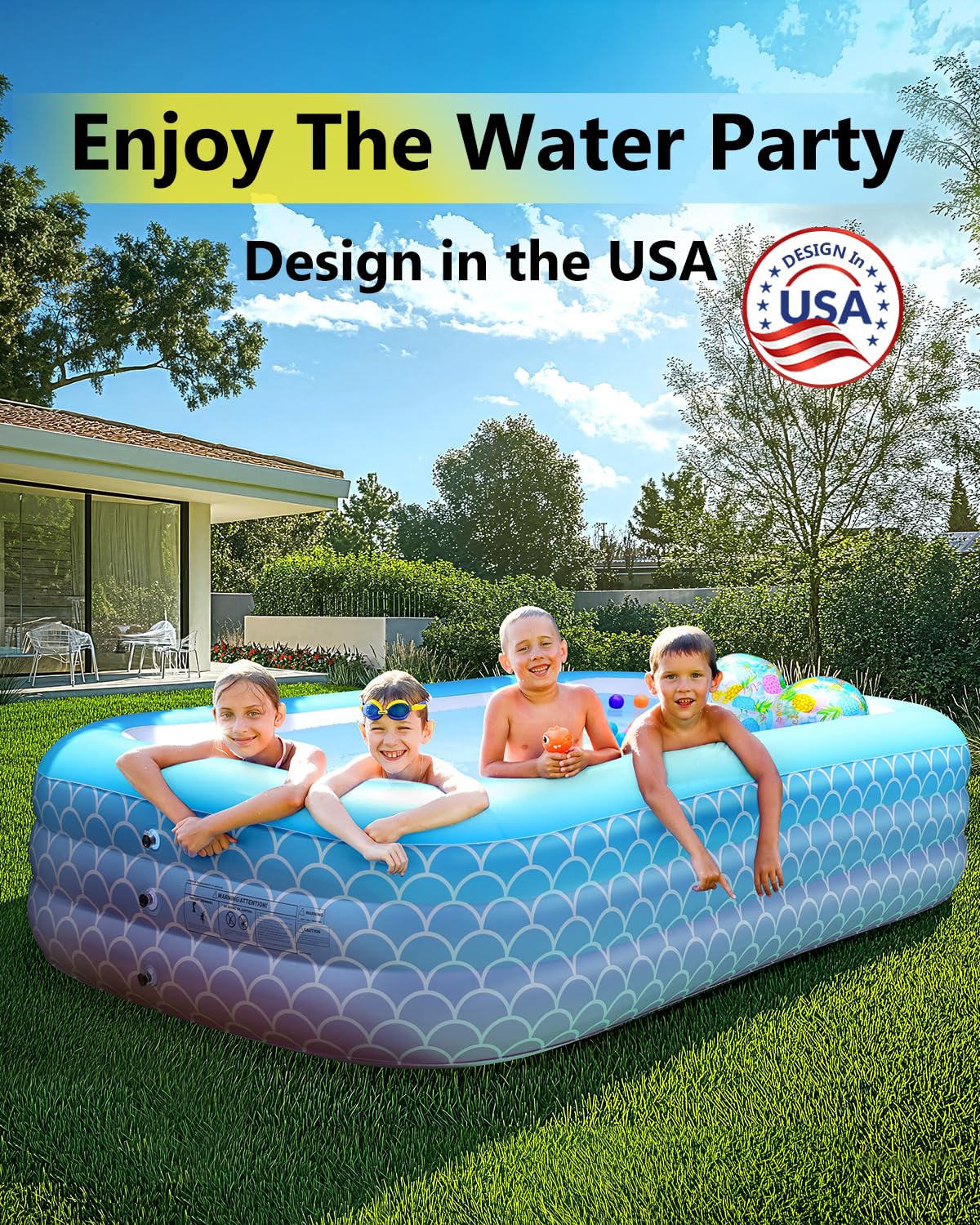 Sunrio 2025 Upgrade Inflatable Pool for Kids and Adults-120"*72"*22" Full-Sized Inflatable Swimming Pool Leakproof Blow Up Above Ground for Backyard Outdoor Garden Summer Water Party Pink