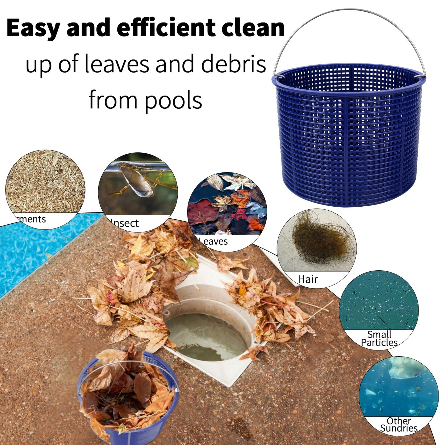 Pulems Pool Skimmer Basket Replacement for Hayward SPX1082CA & Aladdin B-152 Skimmers, Skimmer Basket for Inground Pool Replace SP1083 SP1084 1085 1086 SP1075 Baskets - Upgrade Basket with Handle