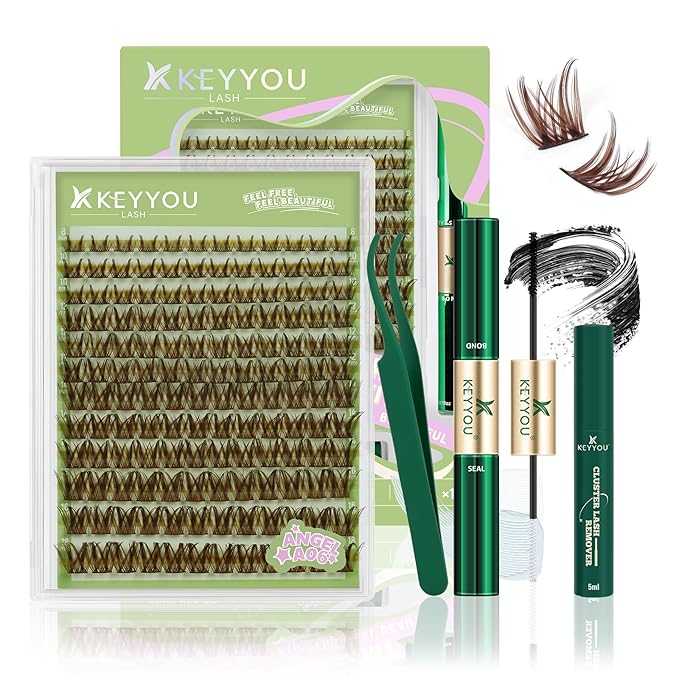 KEYYOU Angel Lash Extension Kit 144Pcs Lash Clusters Kit 8-18MIX Thick Eyelash Extension Kit with Glue and Seal,Tweezers,Remover for DIY lash extension kit at HomeÃ¯Â¼ÂKit-Angel A06Ã¯Â¼Â