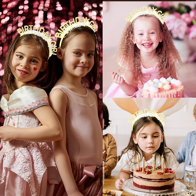 CIEHER Gold Birthday Girl Headband Birthday Crown for Women Girls