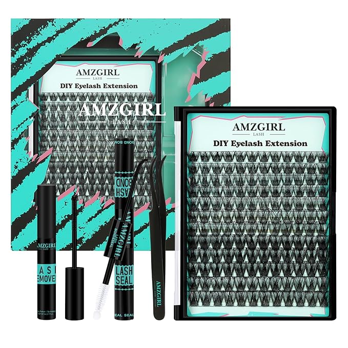Lash Extension Kit 144pcs Lash Clusters Kit D Curl Eyelash Extension Kit with Lash Bond and Seal Waterproof Lash Glue Remover Lash Tweezers for Lash Clusters Eyelash Clusters Kit (Dusk, D-10-18mm Kit)