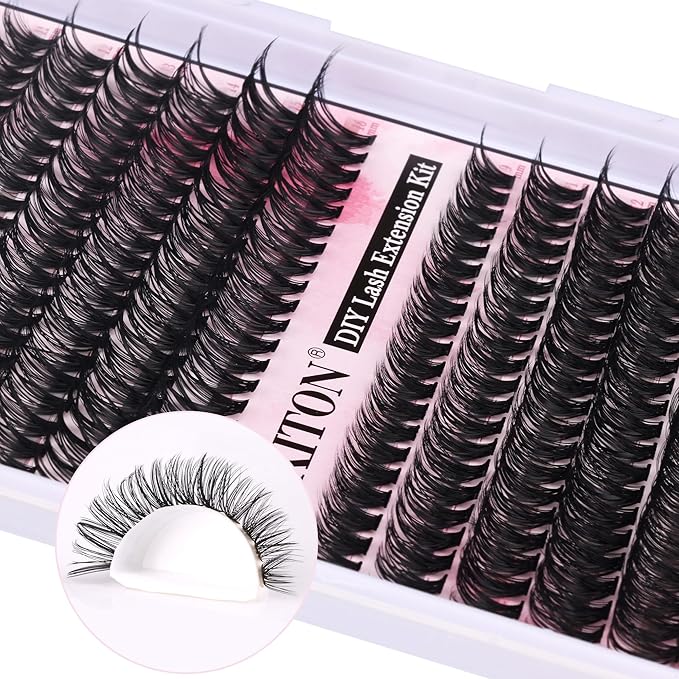 Cluster Lashes 280 pcs Lash Clusters D Volume Eyelashes Extensions 9-16 mm Mix 40D+50D Individual Lashes Thin Band Eyelashes Cluster for DIY Lash Extension Beginners (Lash Clusters)