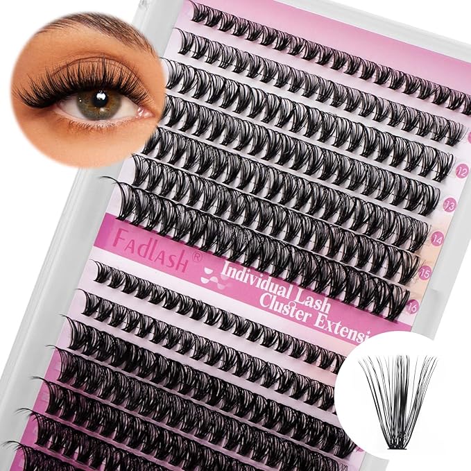 Cluster Lashes 30D+40D Individual Lashes Large Tray DIY Eyelash Extension C Curl 0.07 Natural Individual Lash Extensions Mixed Tray False Eyelashes Wispy (30D+40D-0.07C, 8-16mm)