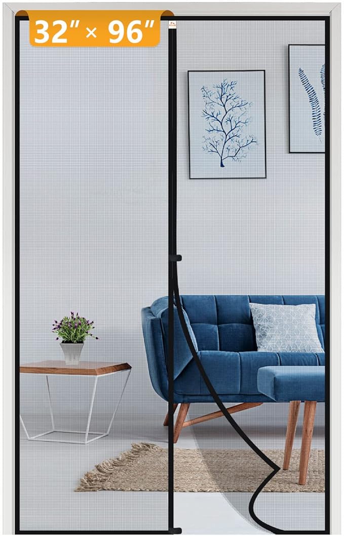 Yotache Removable Magnetic Screen Door Fits Door Size 32 x 96, Screen Size 34" x 97" Reinforced Fiberglass Mesh for Back Door