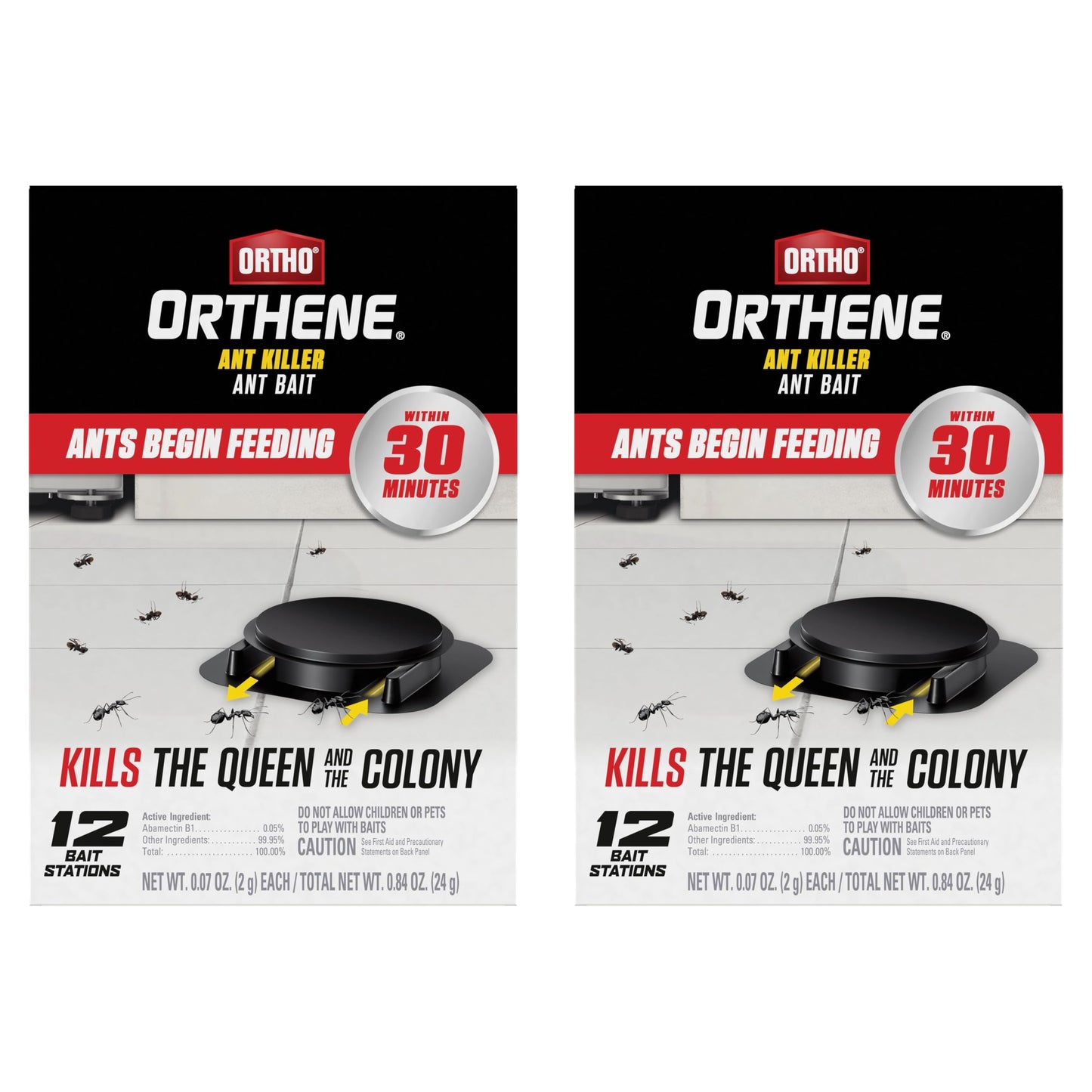 Ortho Orthene Ant Killer Ant Bait - Indoor Ant Killer, Kills the Queen and the Colony, 12 Bait Stations (2-Pack)