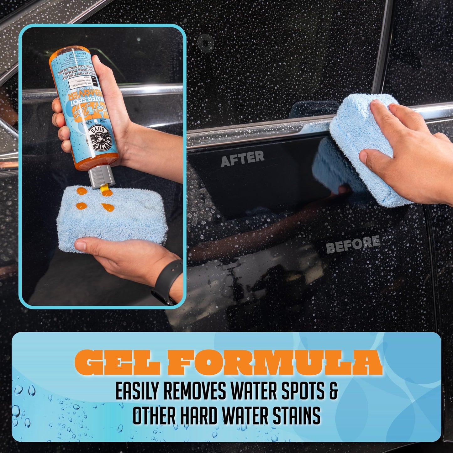 Chemical Guys Heavy Duty Water Spot Remover Gel for Paint, Glass, and Metal - Mineral and Water Spot Remover for Cars, Trucks, Motorcycles, RVs & More - 16 oz