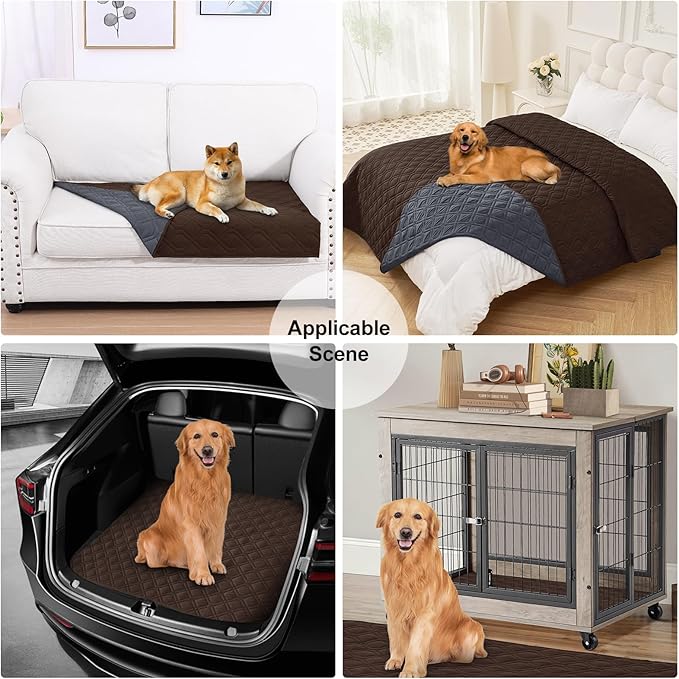 Smiry Reversible Waterproof Couch Covers for Sofa, Washable Dogs Couch Covers for 3 Cushion Sofa Pet Friendly, Water Resistant Furniture Protector Slipcover, Geometric (82"x102", Chocolate/Dark Grey)