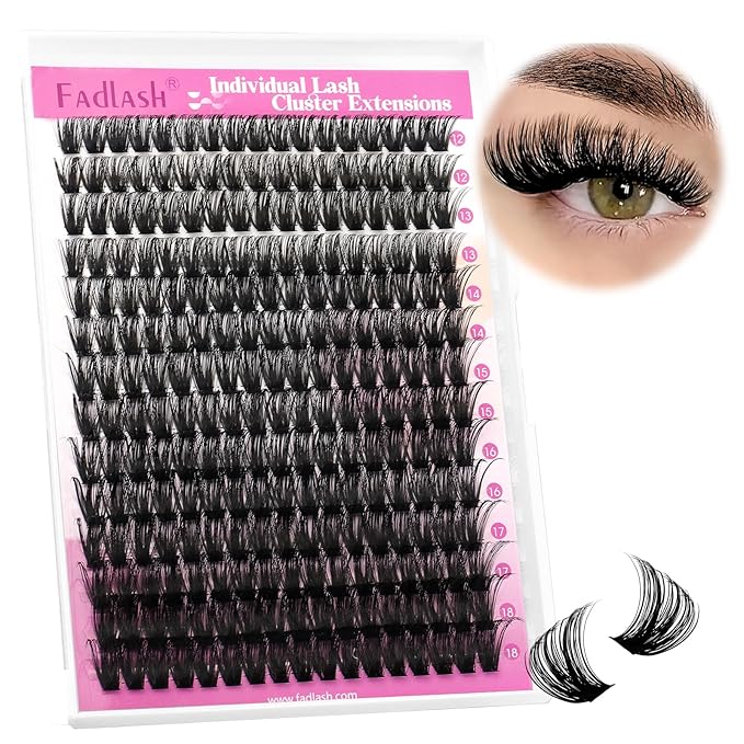 FADLASH Lash Clusters Fluffy 80D Eyelash Clusters 12-18mm Volume Lashes Cluster D Curly Cluster Eyelash Extensions (80D, 12-18mm)