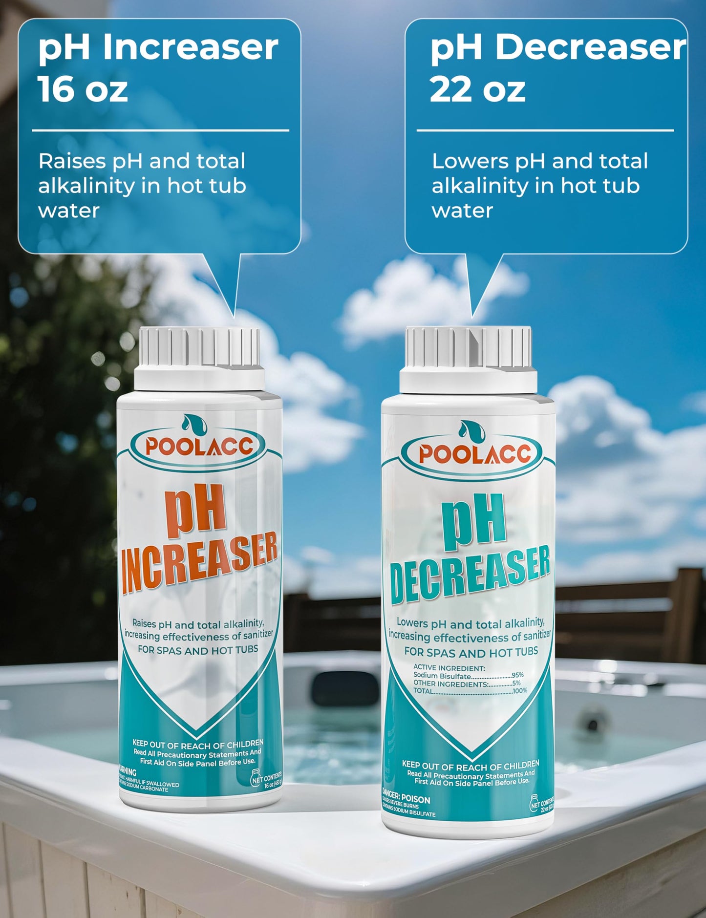 Poolacc Bromine Hot Tub Starter Kit: Includes Extra-Capacity Chemicals, 50 Test Strips, Dispenser & Accessories | All-in-One Spa Maintenance Set