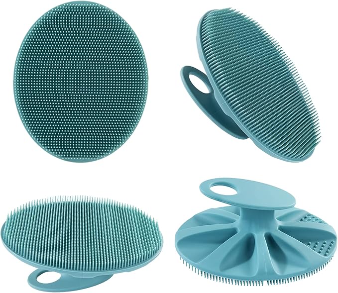 INNERNEED Soft Silicone Body Cleansing Brush Shower Scrubber, Gentle Exfoliating and Massage for All Kinds of Skin (Dark Green)