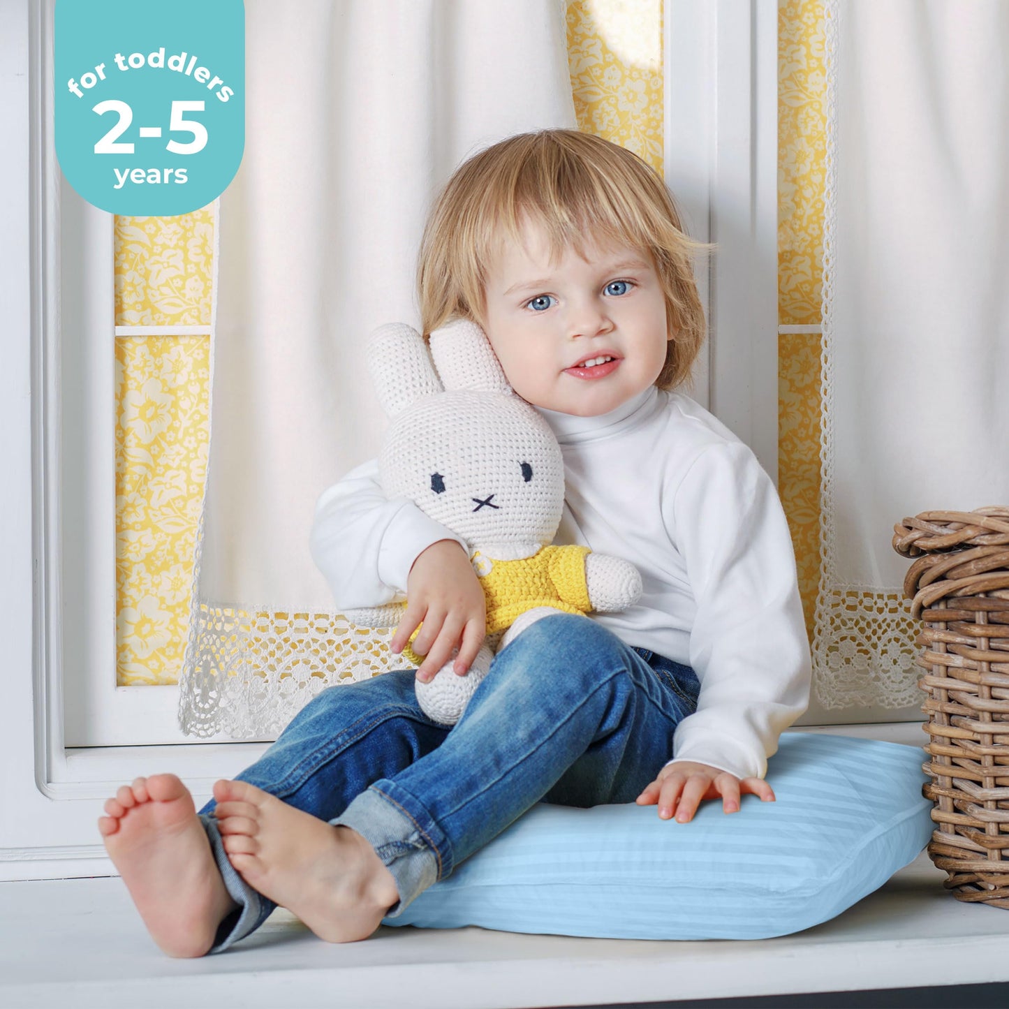 Utopia Bedding Toddler Pillow (Light Blue, 2 Pack), 13x18 Small Kids Pillow for Sleeping, Soft and Breathable Cotton Blend Shell, Ideal for Toddler Bed and Travel (Intended for Age 2 and up)