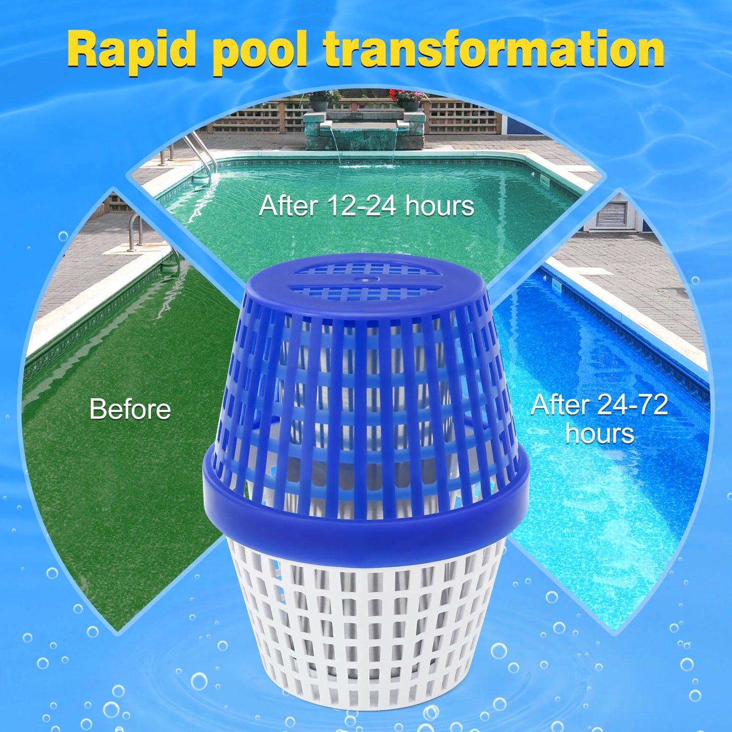 Pool Cartridge for 7.5K–20K Gallon Pools, Lasts up to 6 Months and typically Completes Transformation Within 24–72 Hours, Blue/White