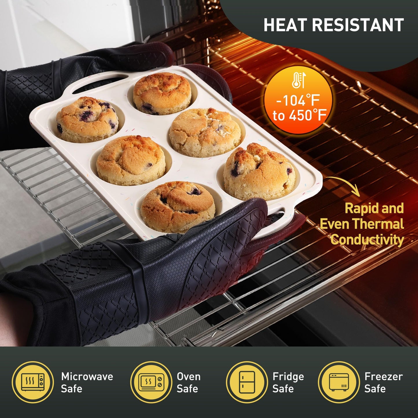 2 Packs 6 Cups Silicone Muffin Pan with Metal Reinforced Frame Jumbo Size Cupcake Pan Tray Egg Bites Silicone Circle Cookie Molds Muffin Tin Tart Pans Large Big Baking Sheet Set for Breakfast