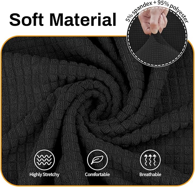 Asnomy Sofa Covers for 2 Cushion Couch Stretch loveseat Cover Slipcovers, Pet Protector Furniture Covers for Dogs Cats Spandex Jacquard Fabric Small Checks（Medium， Black）